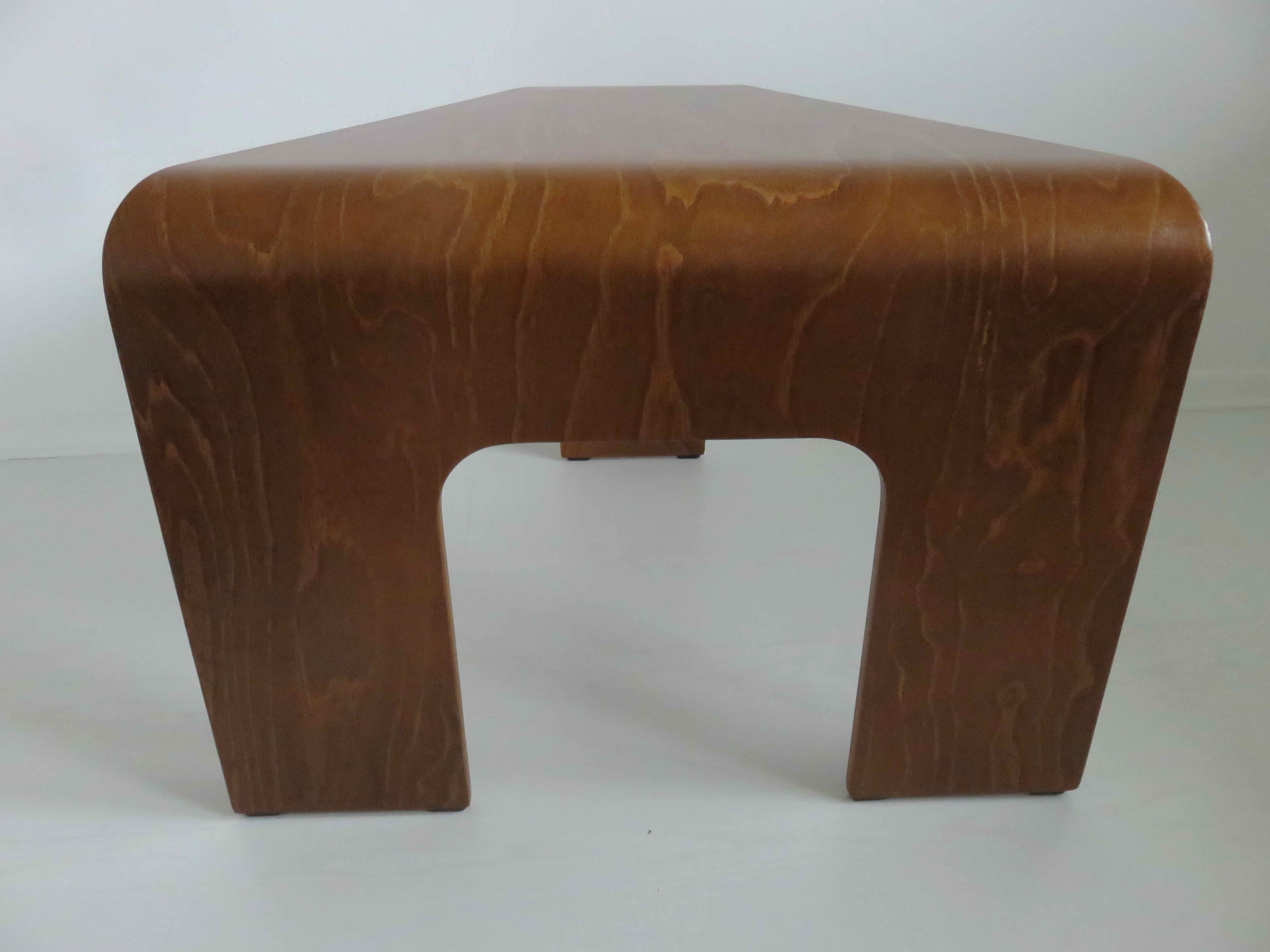 Scandinavian coffee table in curved wood 1970