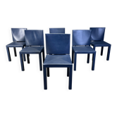 Ensemble de 6 chaises de salle à manger bleues Arcadia par Paolo Piva pour B&B Italia