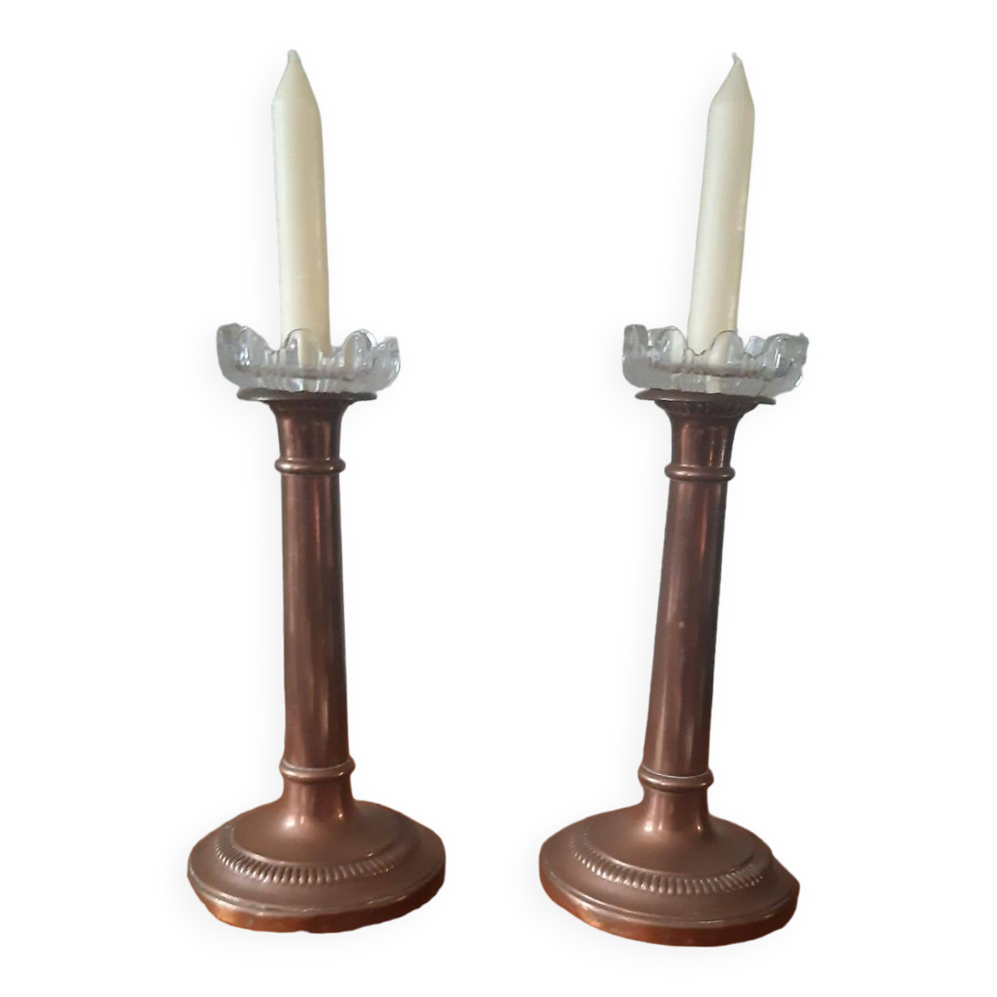 Set of two copper candlesticks from the early 20th century.