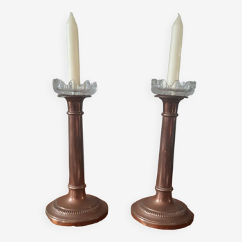Set of two copper candlesticks from the early 20th century.
