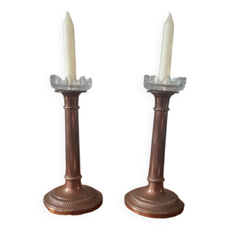 Set of two copper candlesticks from the early 20th century.