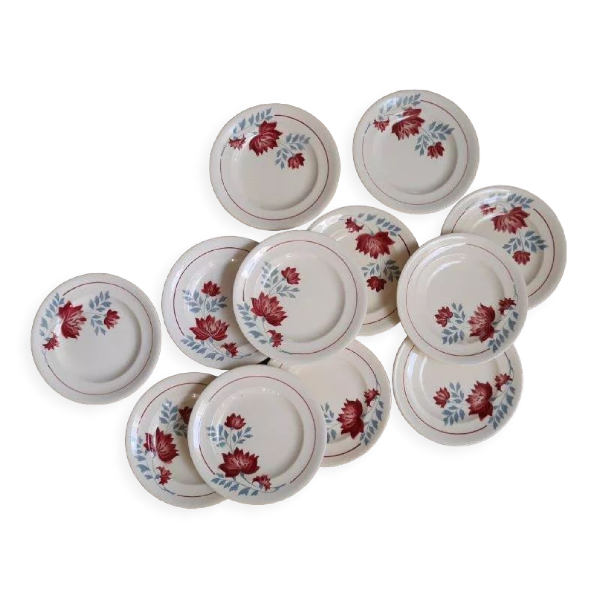 Set of 12 dessert plates, model Véronique de Longwy