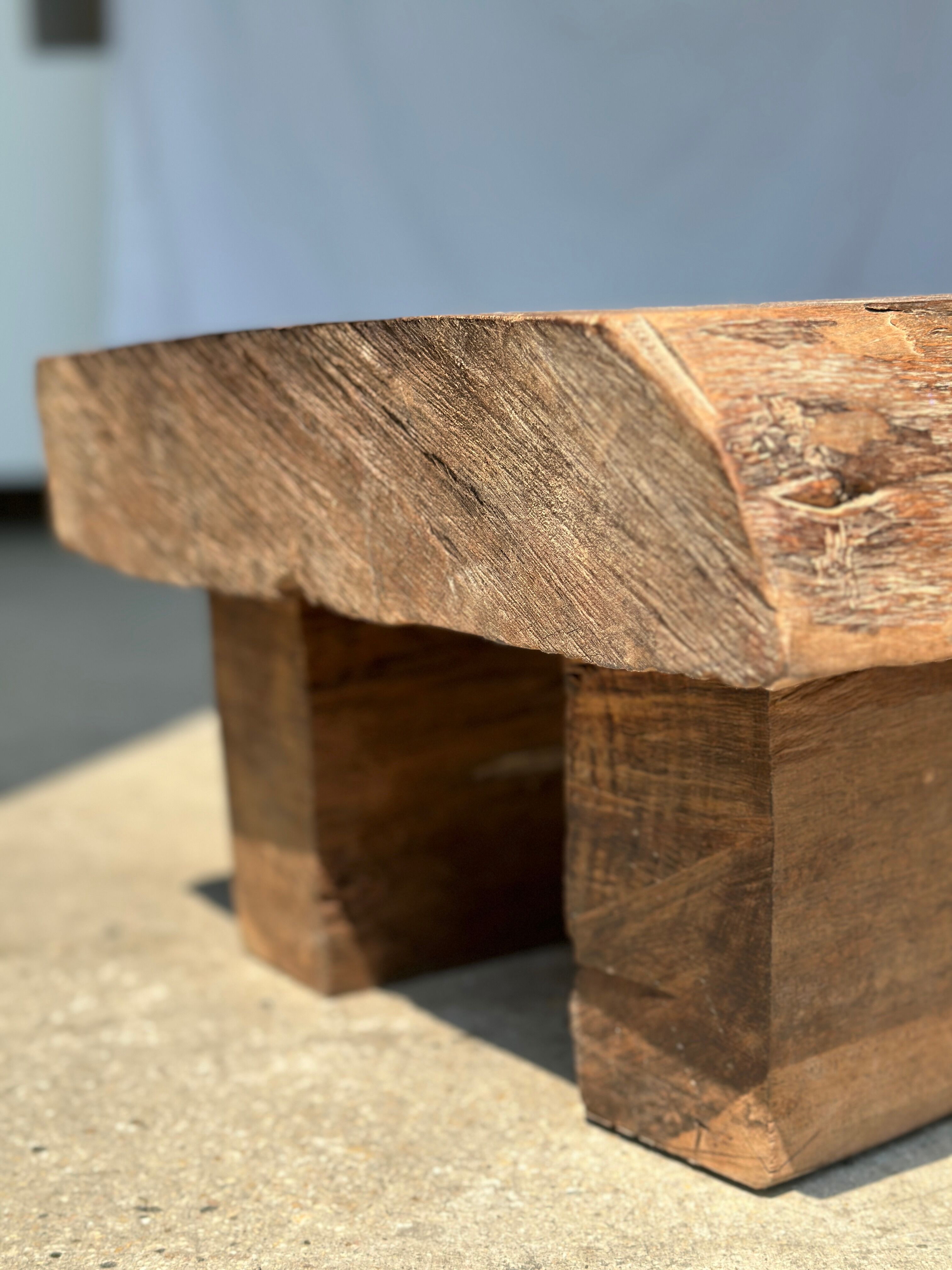 Asian solid wood quadripod brutalist coffee table H30 L81 l42