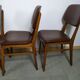 Suite de 6 chaise bois skaï marron brus vintage année 50 - 60