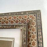 Ornithological painting, marquetry frame