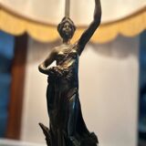 Bronze lamp signed Aug.Moreau