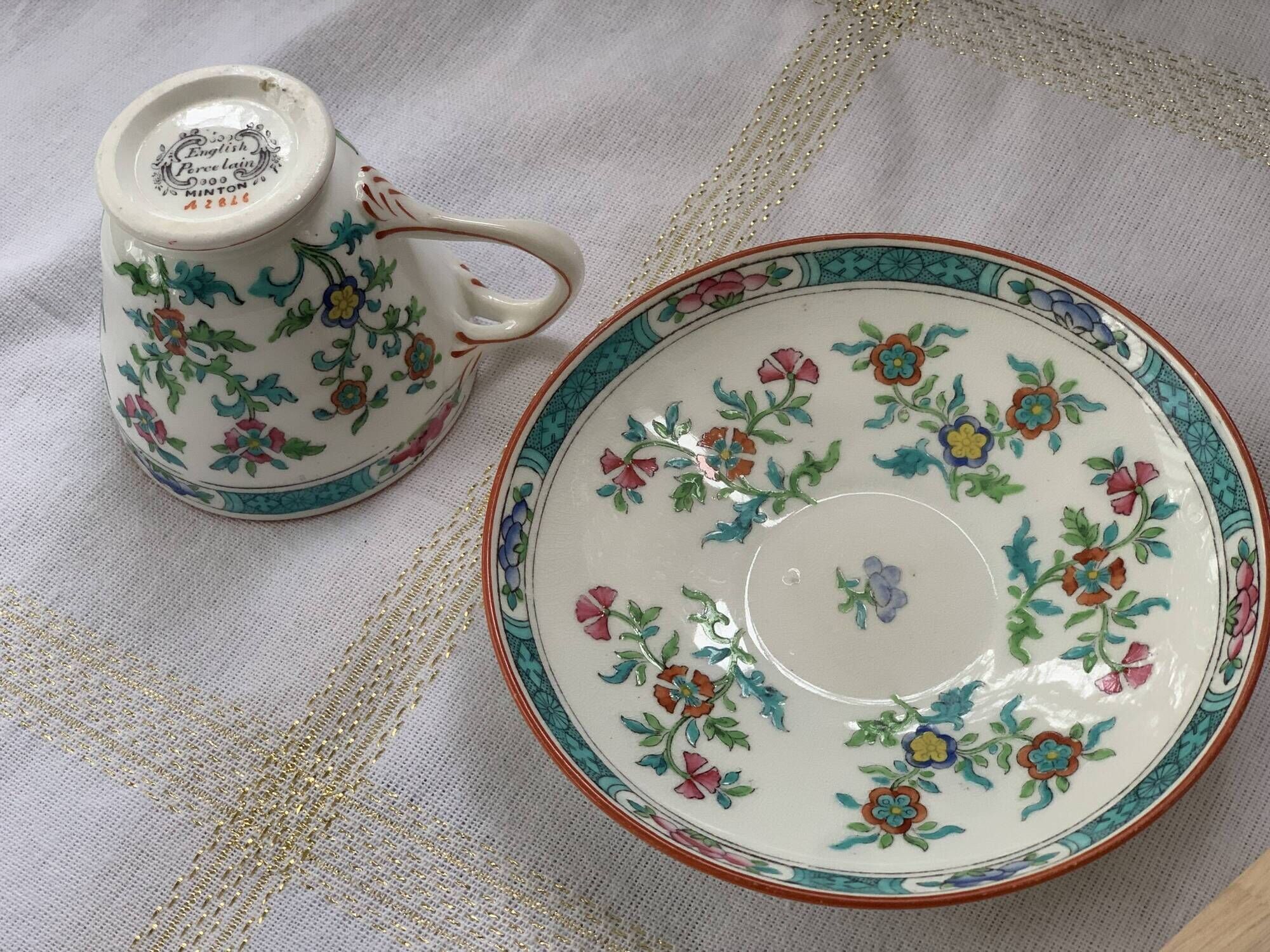 Minton English porcelain cup and under cup