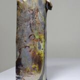 Grand vase Raku d'art pièce unique vintage signé
