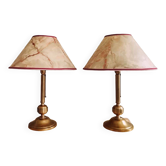 Paire de lampes de table de buffet hautes en laiton de ferme portugaise