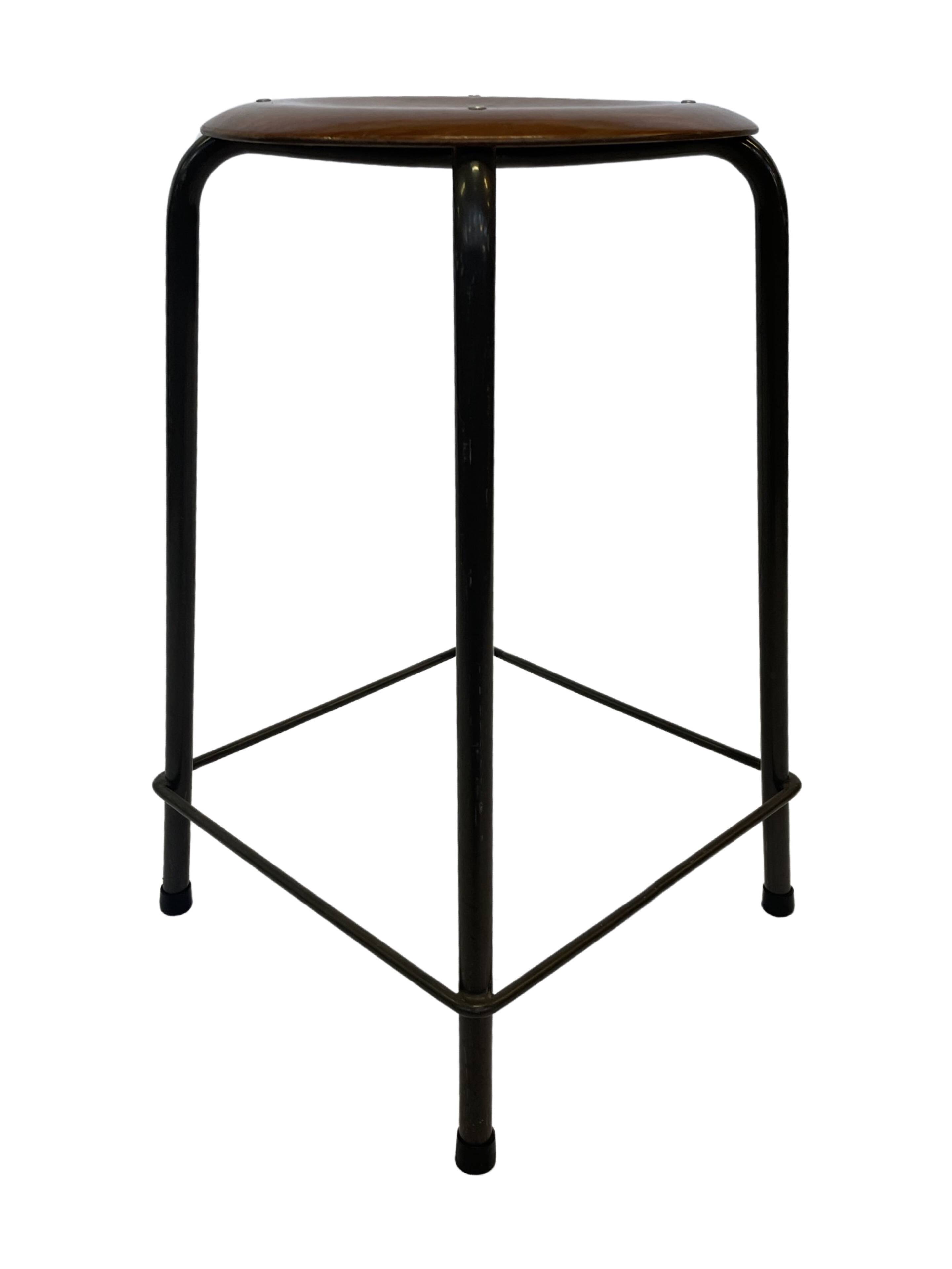 Vintage school stool, 1970s industrial design, Dutch minimalist