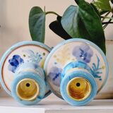 2 hand painted candle holders