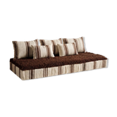 Striped coffee Hanbel floor cushion – Handwoven ivory wool