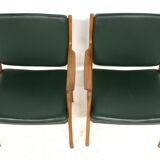 Set de 2 fauteuils en cuir, Karl Erik Ekselius, Suède, 1960