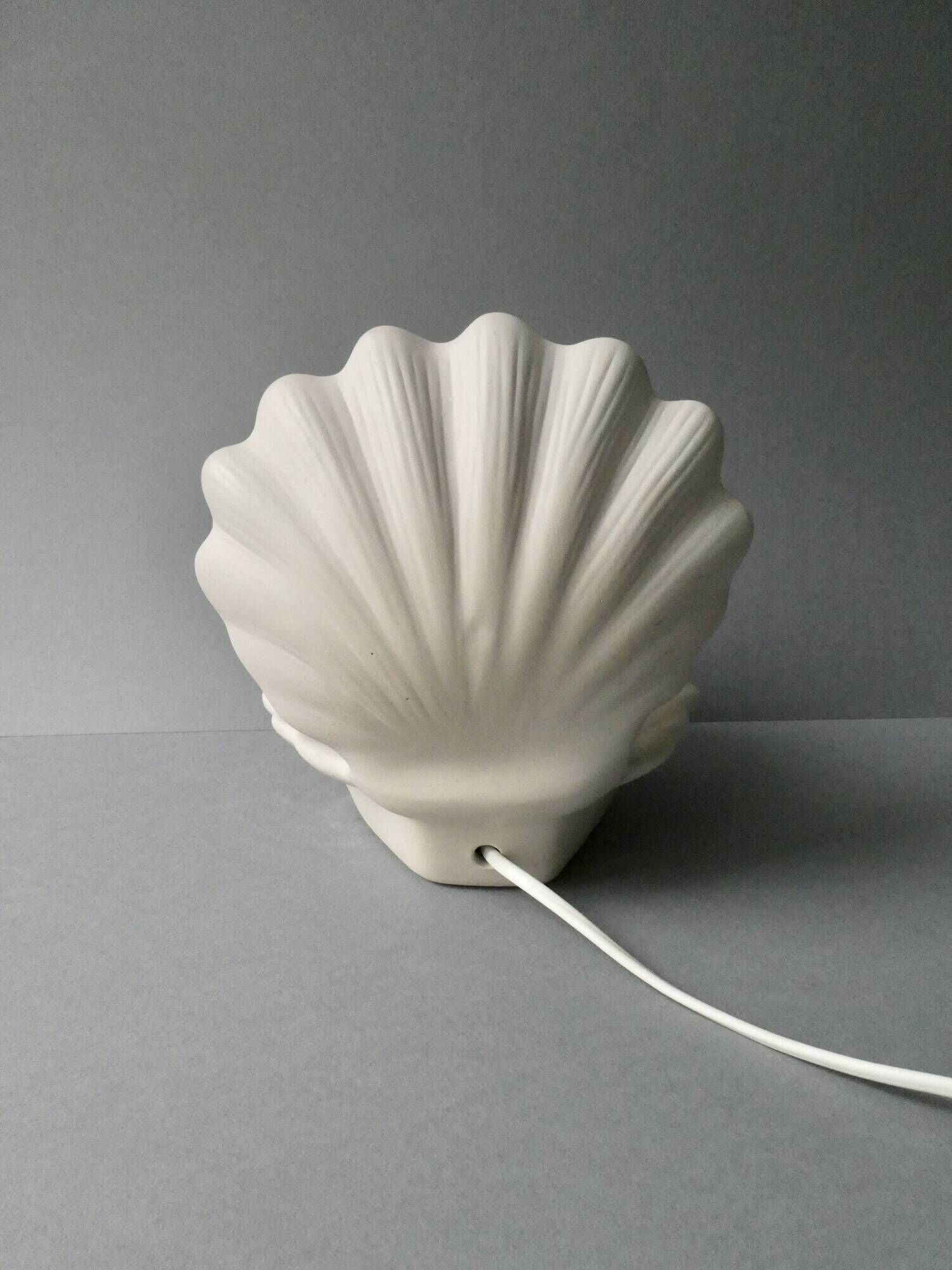 Ceramic and opaline shell lamp, 70s-80s