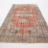 Tapis Vintage Corail Médaillon Patiné Chic, 143x235 Cm