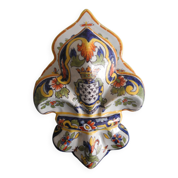 Ancien vase bouquetière murale faïence Desvres Fourmaintraux wall vase