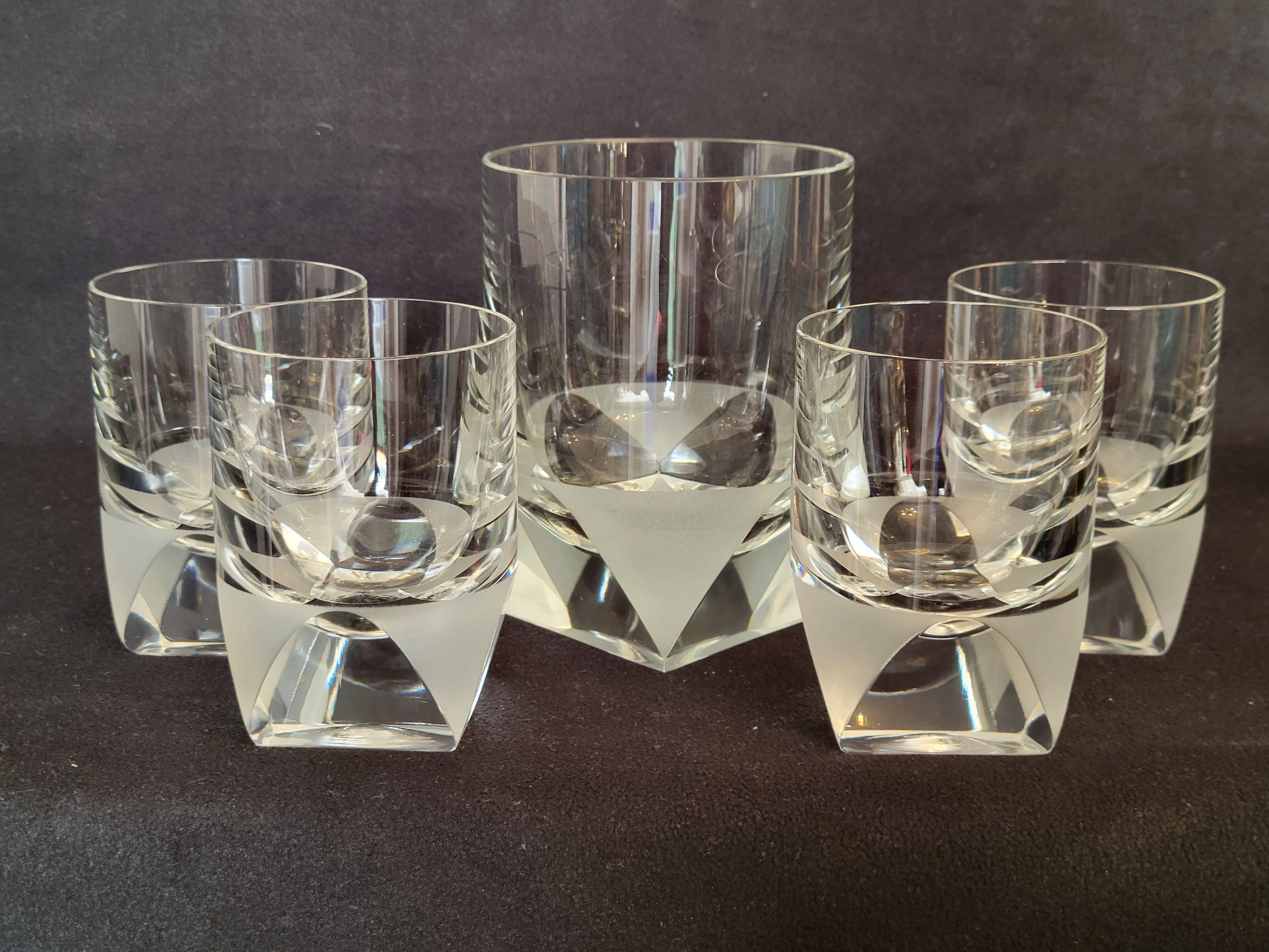 4 Rosenthal crystal whisky glasses + ice bucket + 2 shot glasses