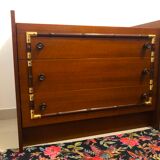 Vintage wooden and gilded chest of drawers colonial style