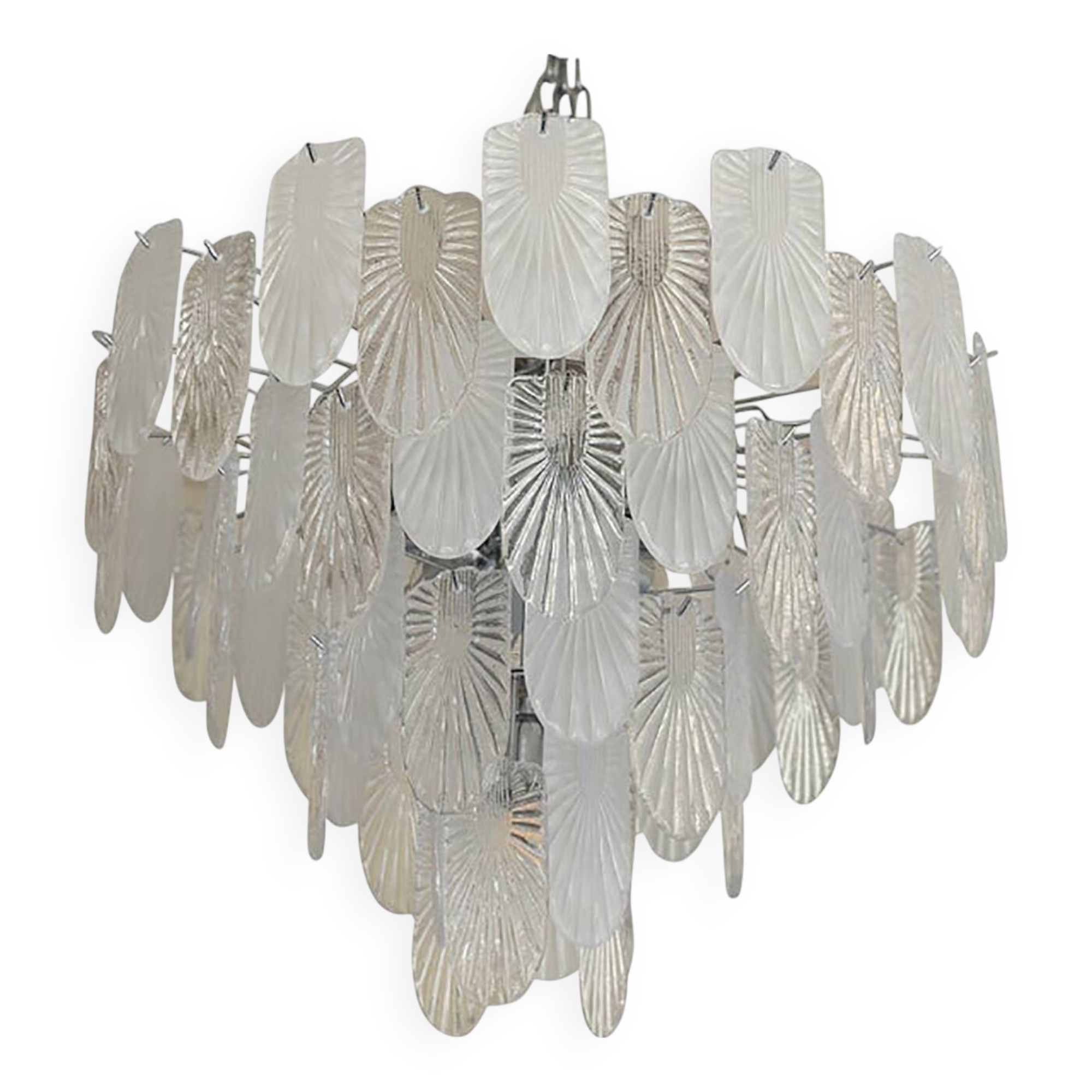 Italian Glass Chandelier Clear and Frosted Art Deco