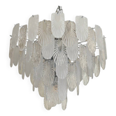 Italian  Glass Chandelier Clear and Frosted Art Deco