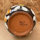 Antique glazed terracotta vase flower decor made in italy vintage