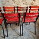 Set of 8 vintage French bistro chairs – industrial metal Tolix style