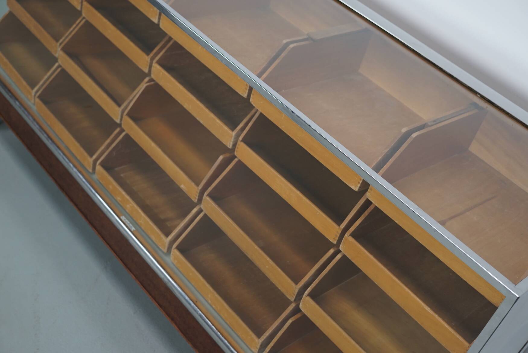 Vintage British maple & oak haberdashery cabinet or shop counter, 1930s