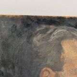 Oil portrait on cardboard of a man 50s