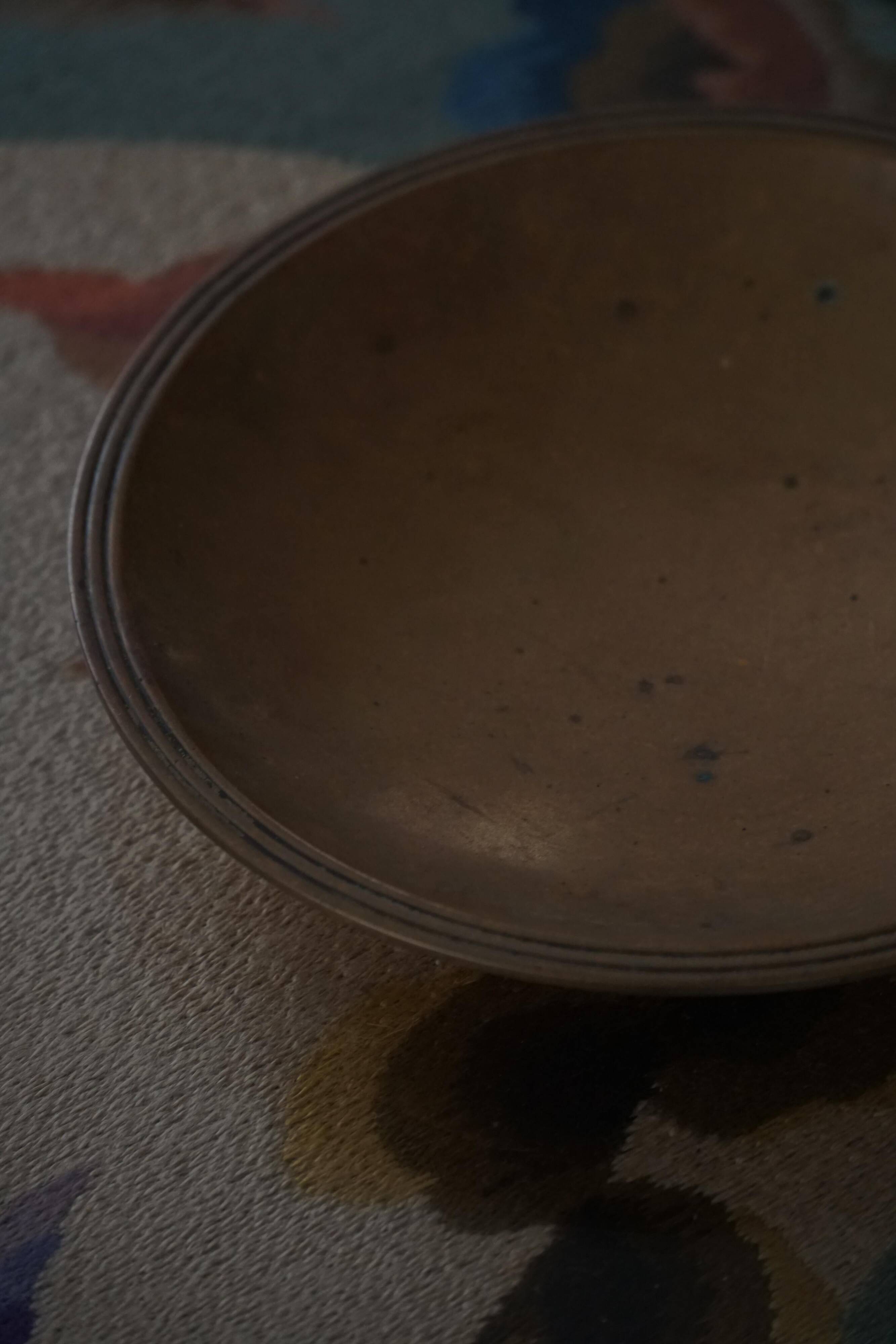 Danish Art Deco bronze bowl patinated by Just Andersen, "Just B-2025 DENMARK"