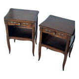 Pair of antique wooden bedside tables