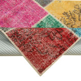 Hand-knotted oriental overdyed 205 cm x 300 cm multicolor patchwork carpet