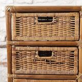 Wicker and rattan chest of drawers with 8 drawers