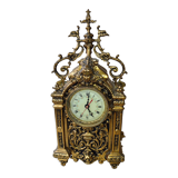 Gilt brass gothic mantle clock
