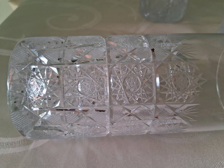 6 large Bohemian crystal whisky/cocktail glasses