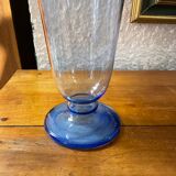 Blue glass vase silver decoration