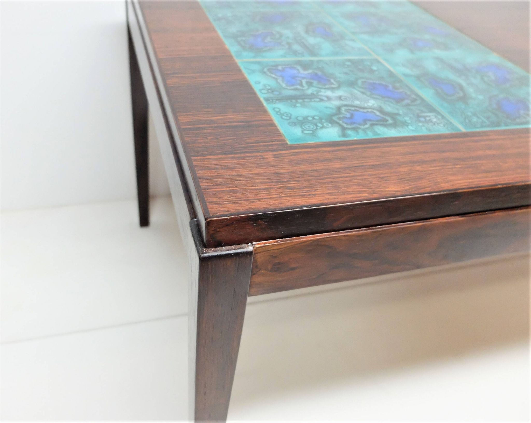 Scandinavian Coffee Table 1960, In Rosewood and Ceramic Tiles