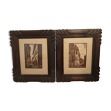 Two engravings signed and autographed by the hand of OLIÉ Fernand