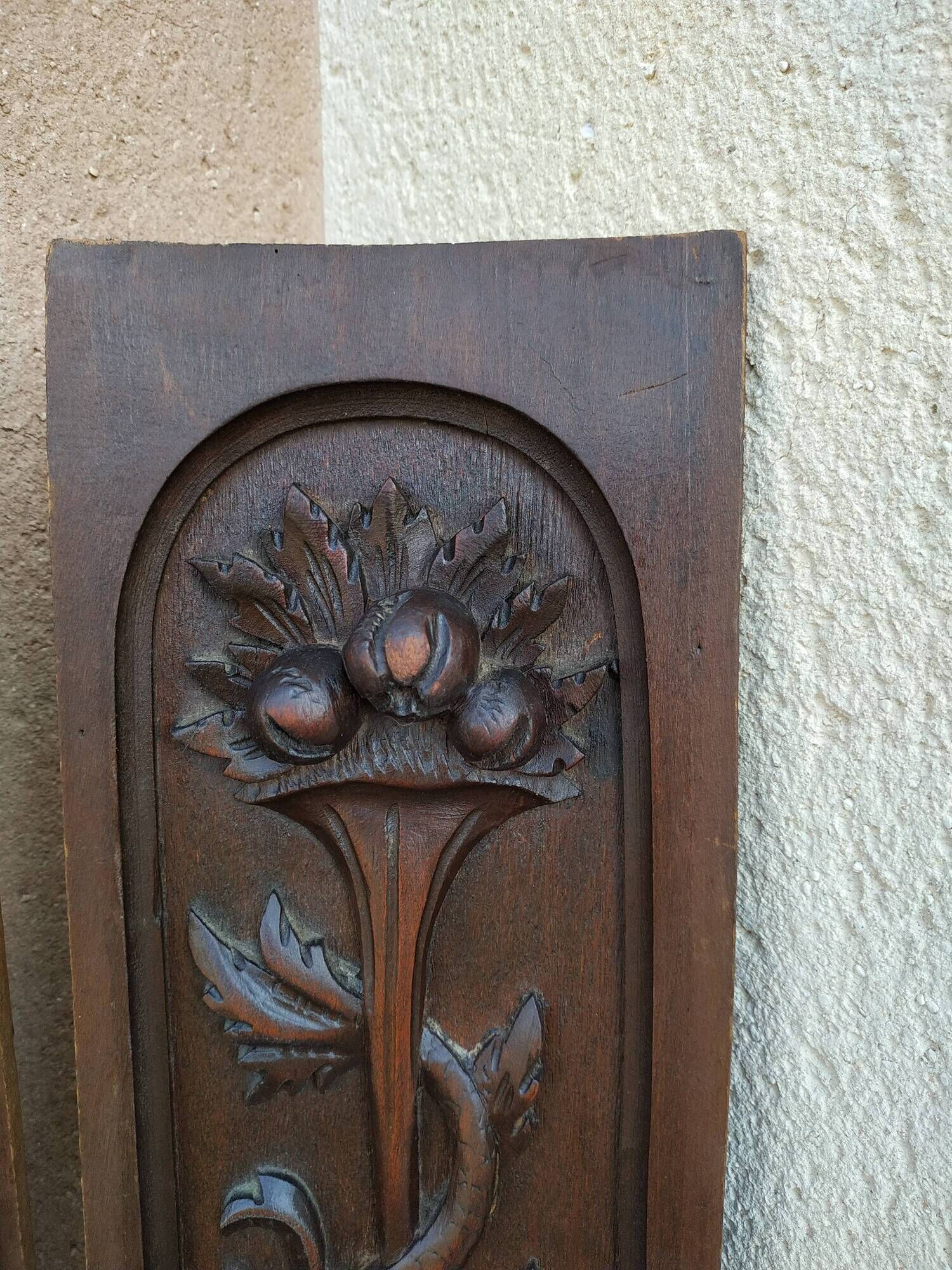 Pair of decorative panels carved wood Renaissance decoration
