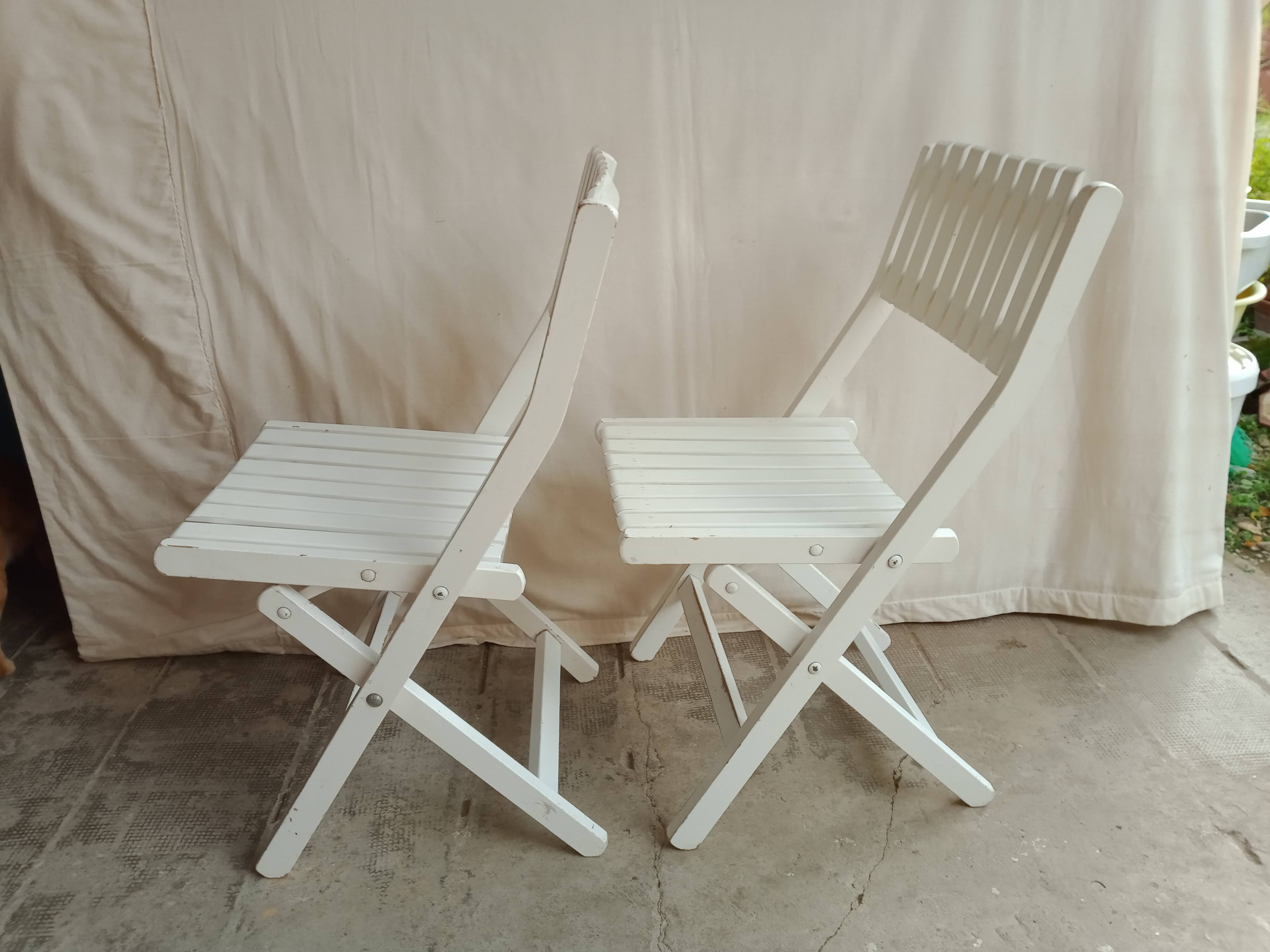 Vintage garden furniture R Gleizes in white painted wood