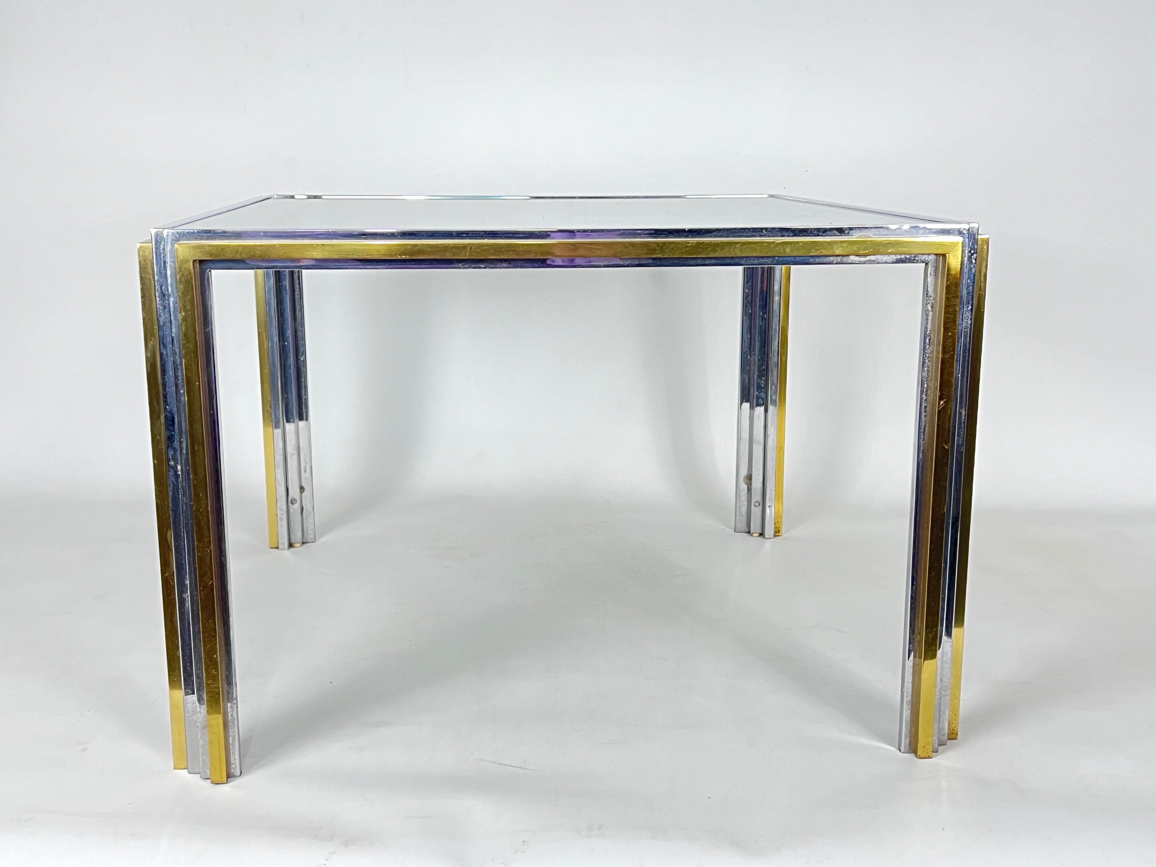 Mid-Century Modern chrome and brass side table, Romeo Rega style. 70s