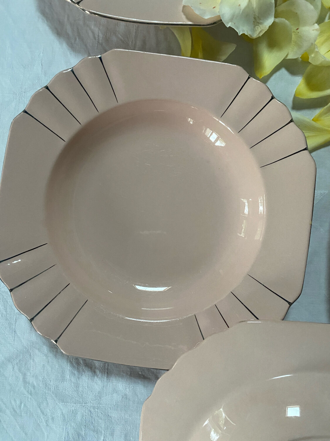 Set of 6 antique Art Deco soup plates Boch La Louvière