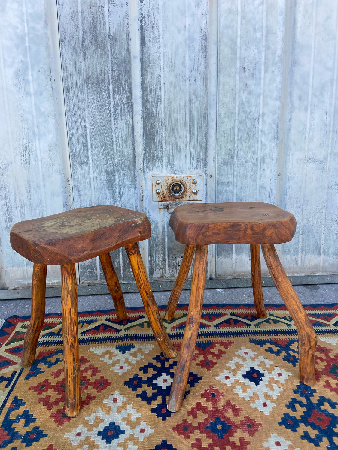 Pair of brutalist stools