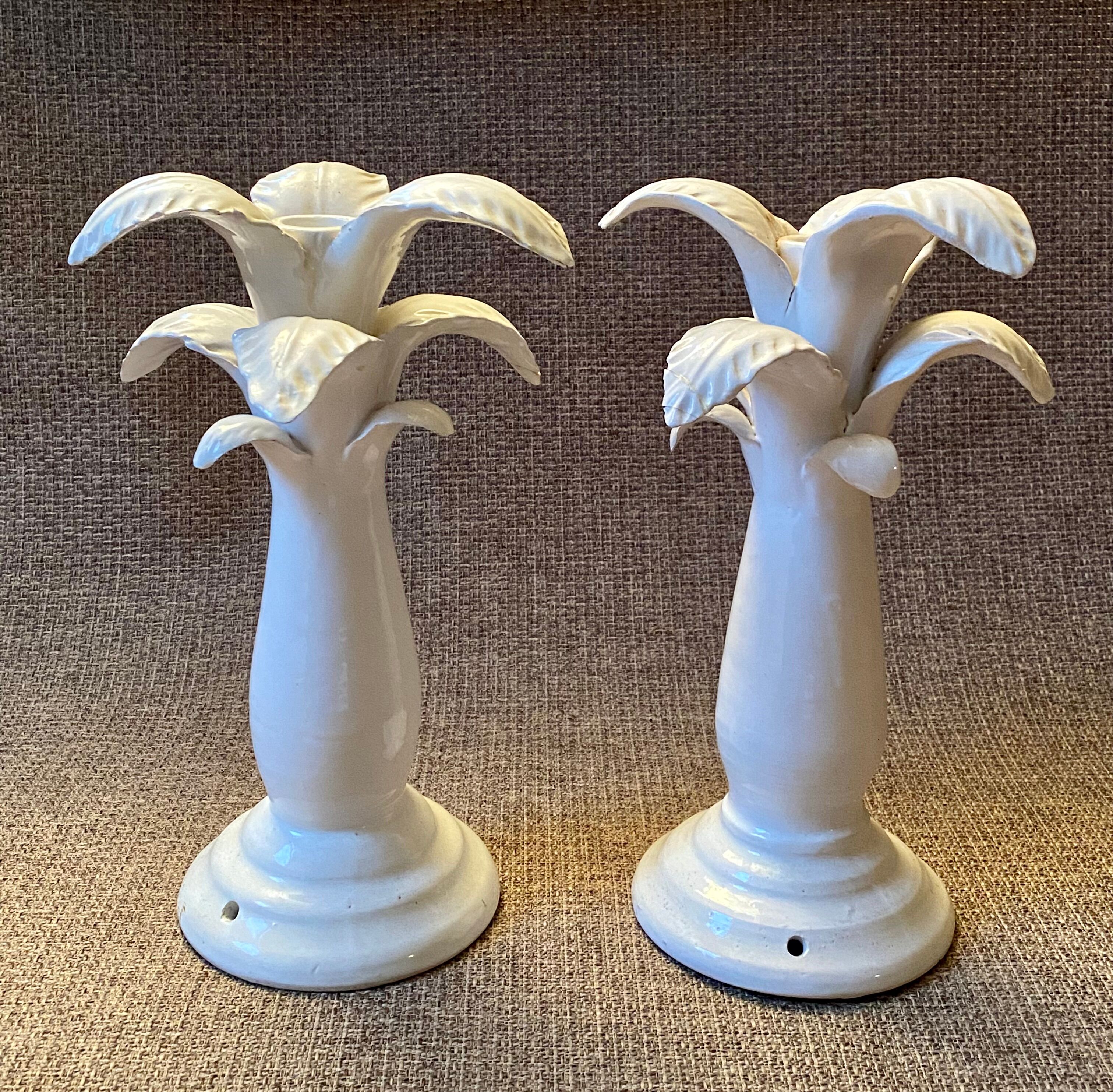 Pair of Jean Roger ceramic palm lamps