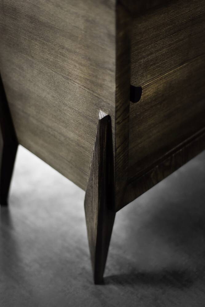 Scandinavian buffet in ash with matte metal handles, Mid-Century Modern style, 1960s.