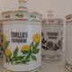 Series of 7 pharmacy jars in opaline
