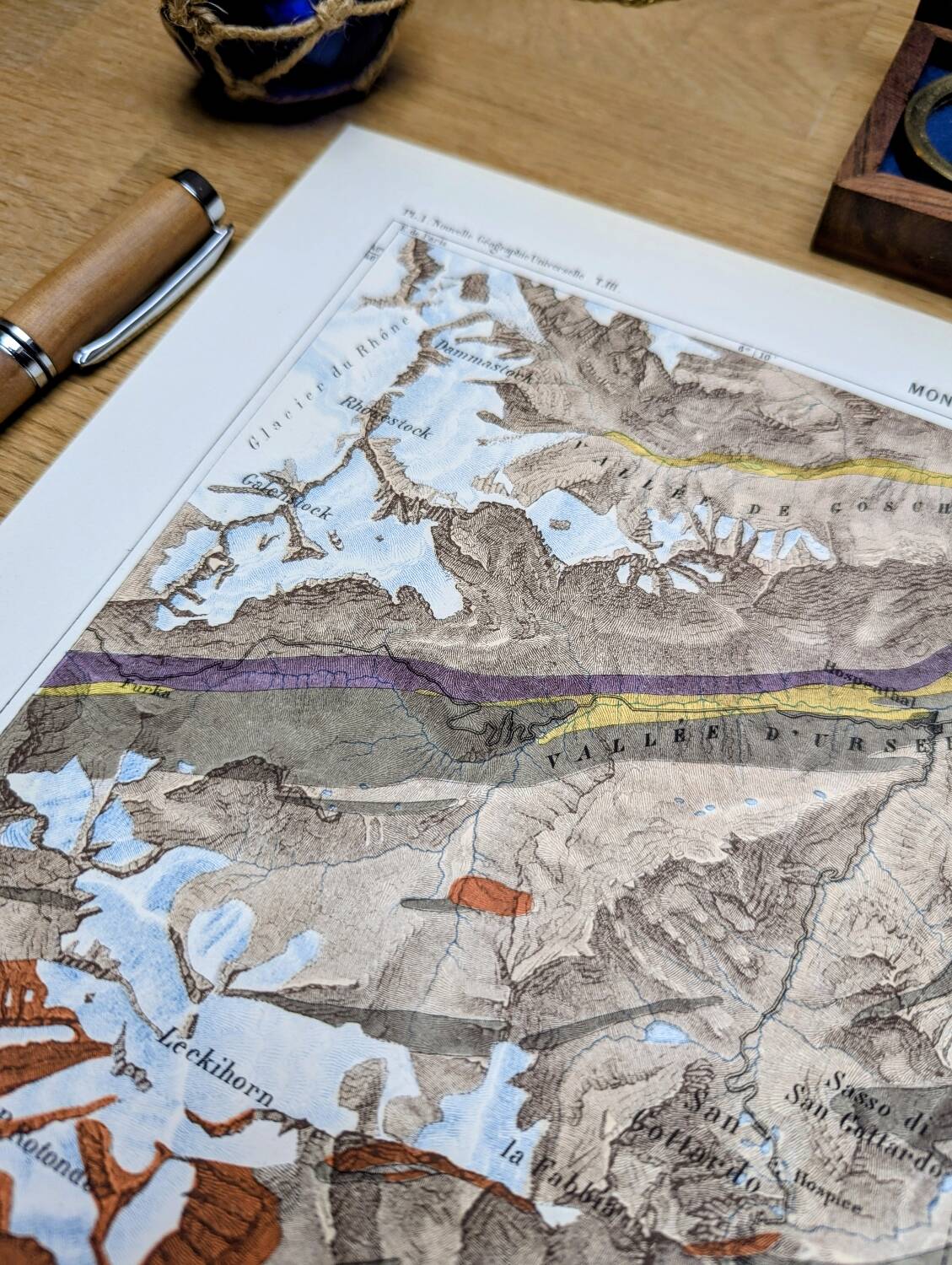 The Saint-Gothard, Switzerland, original map printed in 1878