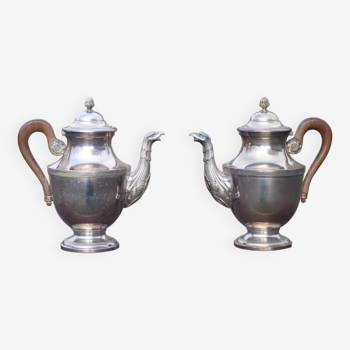 Apollo silver metal teapot and coffee maker, zoomorphic teapot, zoomorphic coffee maker, tableware