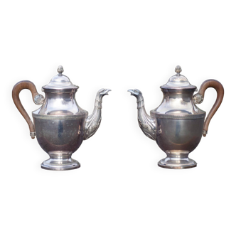 Apollo silver metal teapot and coffee maker, zoomorphic teapot, zoomorphic coffee maker, tableware