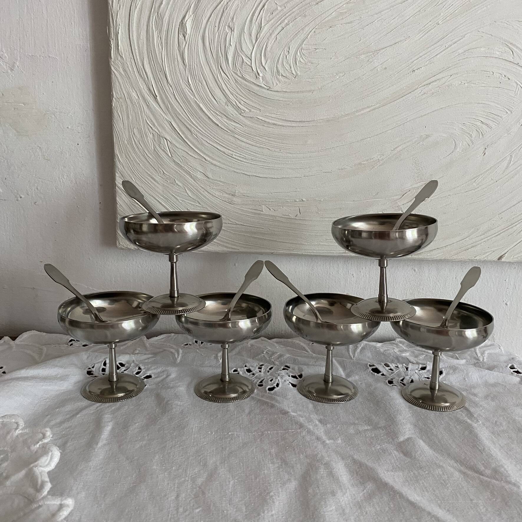 Stainless steel footed bowls Jean Couzon