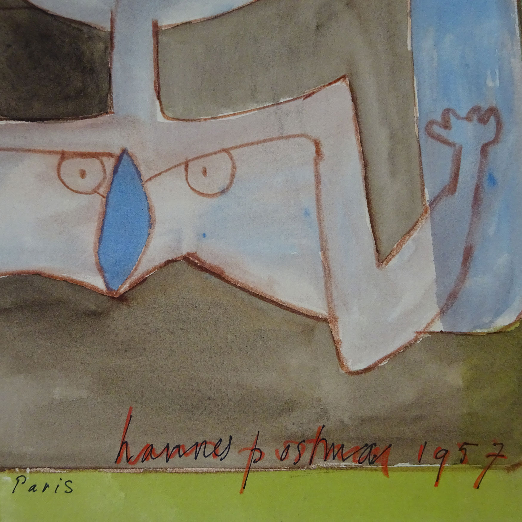 Peinture vintage de style cubiste hollandais, 1957